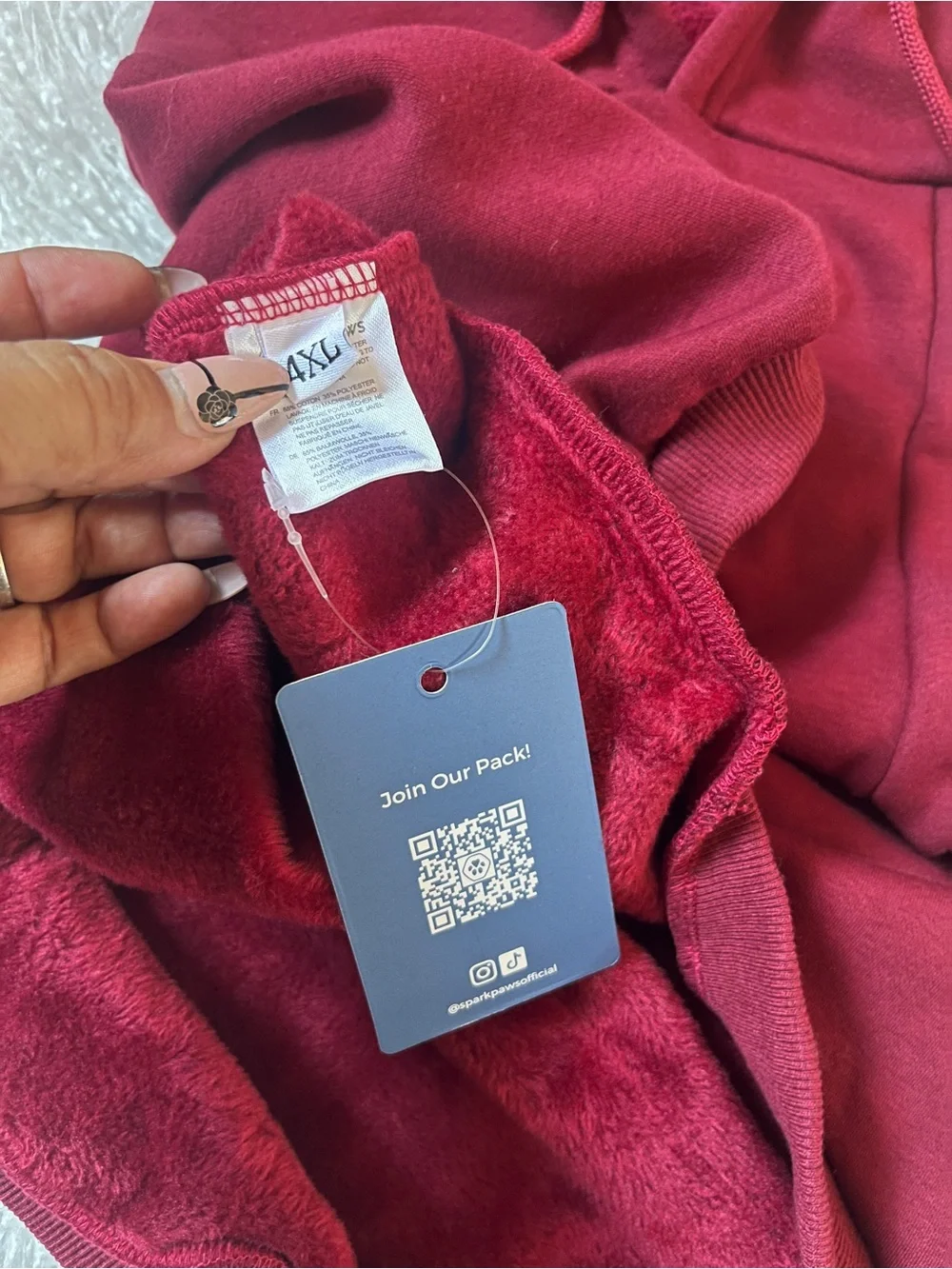 Spark Paws Cozy Hooded Dog Sweatshirt -Wine Red- 4XL